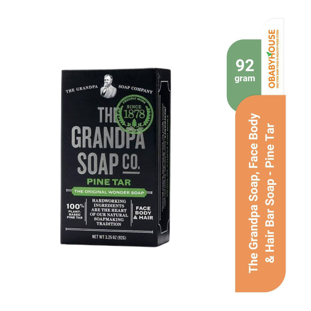 The Grandpa Soap, Face Body &amp; Hair Bar Soap - Pine Tar 92 gr