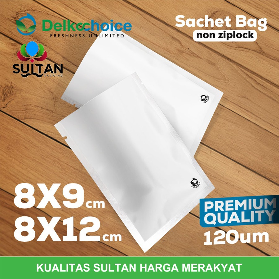Sachet Bag PREMIUM Metalizing Foil Kemasan FOODGRADE Delkochoice Putih
