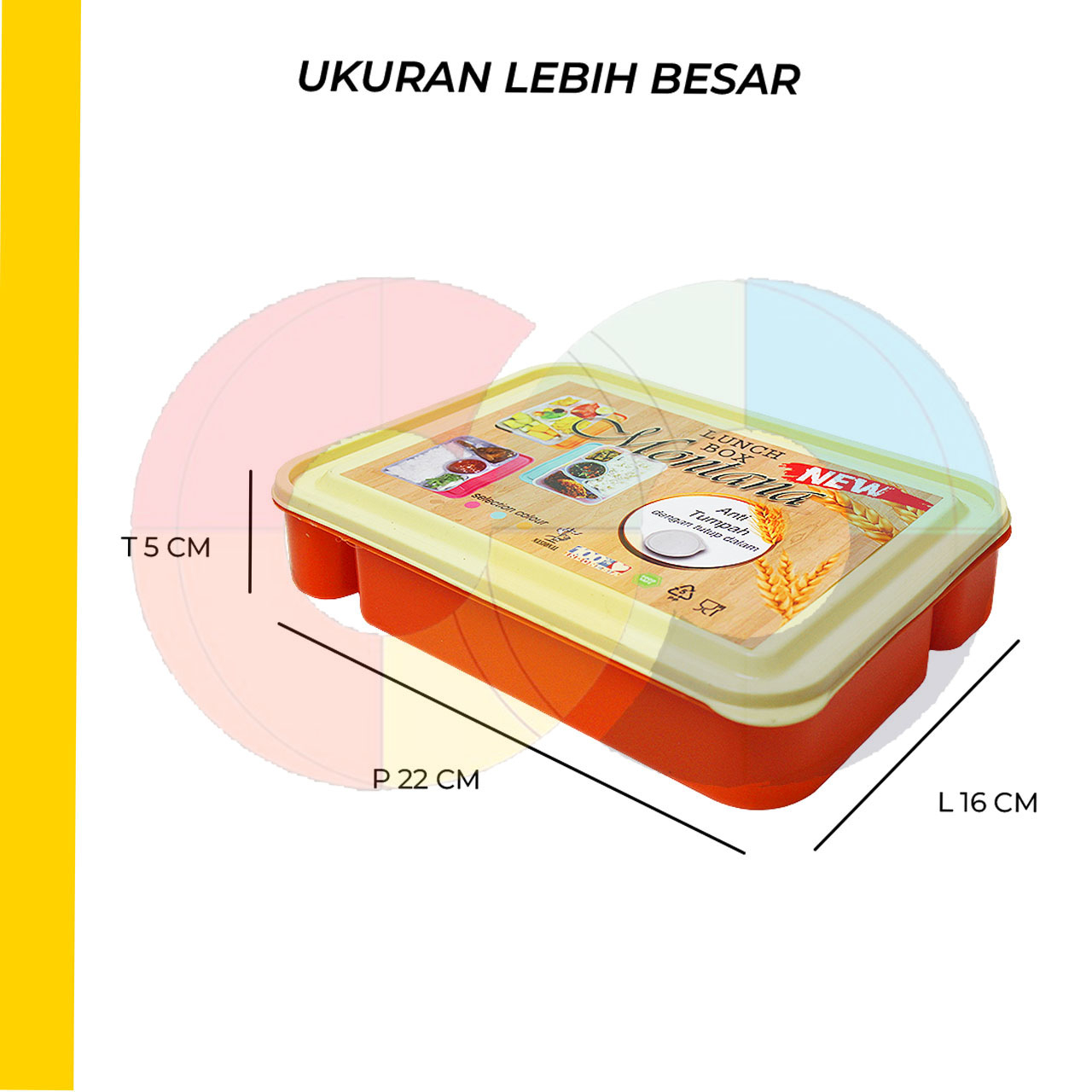 Kotak Makan Lunch Box 4 Sekat Anti Tumpah Food Grade