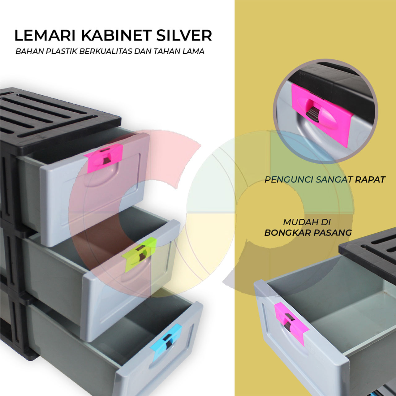 Lemari Kabinet Family Susun 3 - Silver