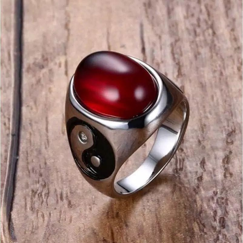 Cincin Pria yinyang batu ruby