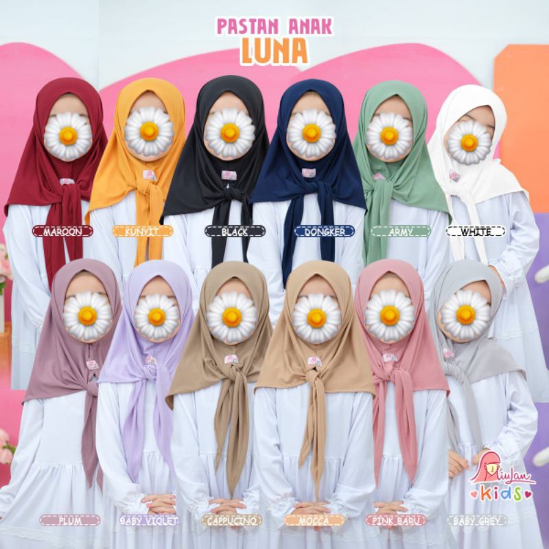 Pasmina Instan Anak LUNA | MiuLan Kids | Pastan Pashmina Instant Jilbab Hijab Kerudung Anak Kudung S
