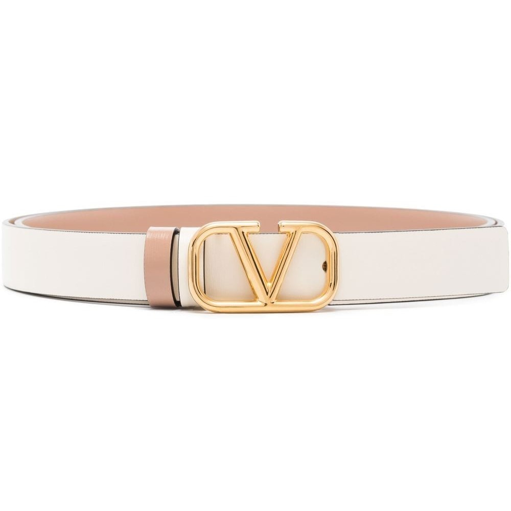 VLTN VLOGO Reversible Leather Belt 3cm Nude Cream GHW 100% Original