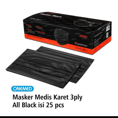 MASKER BEDAH ONEMED WARNA HITAM ISI 25 CS