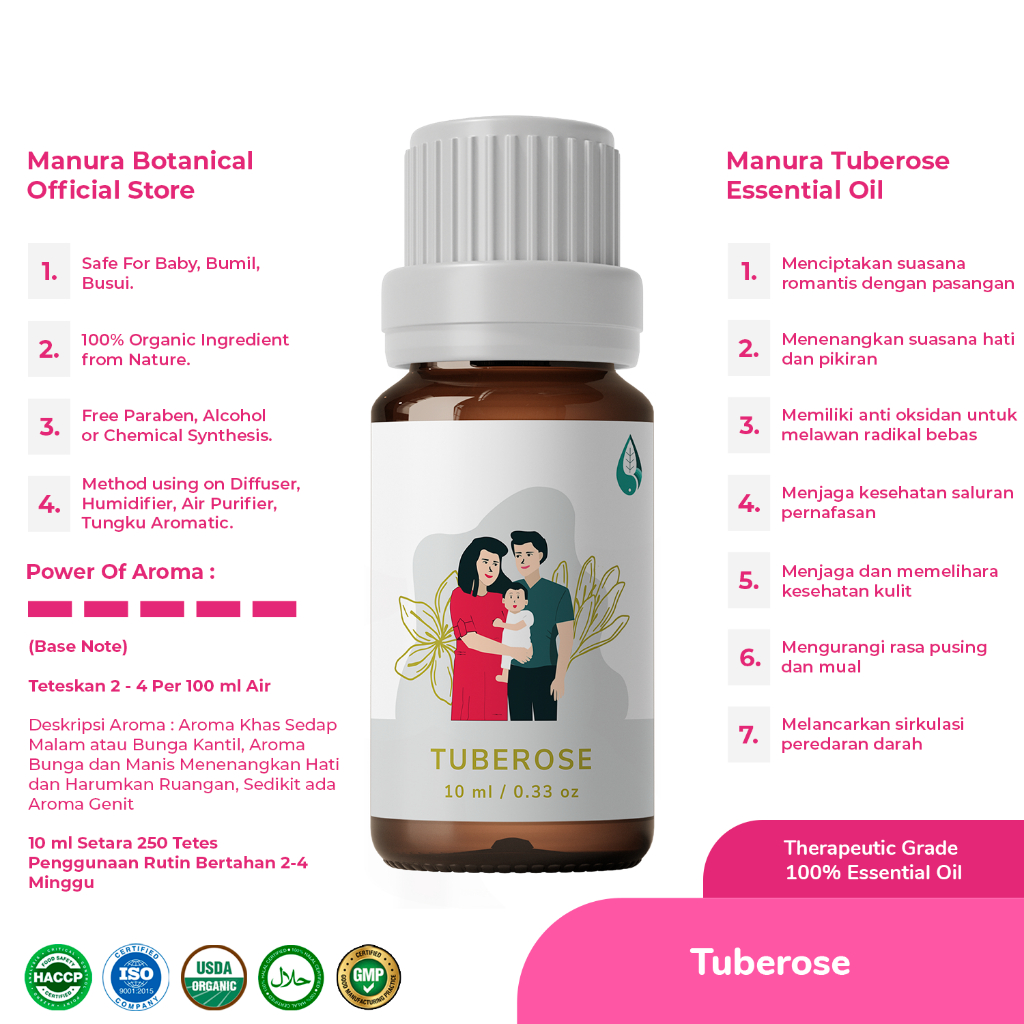 Manura Tuberose Minyak Bunga Sedap Malam Mesir Therapeutic Grade