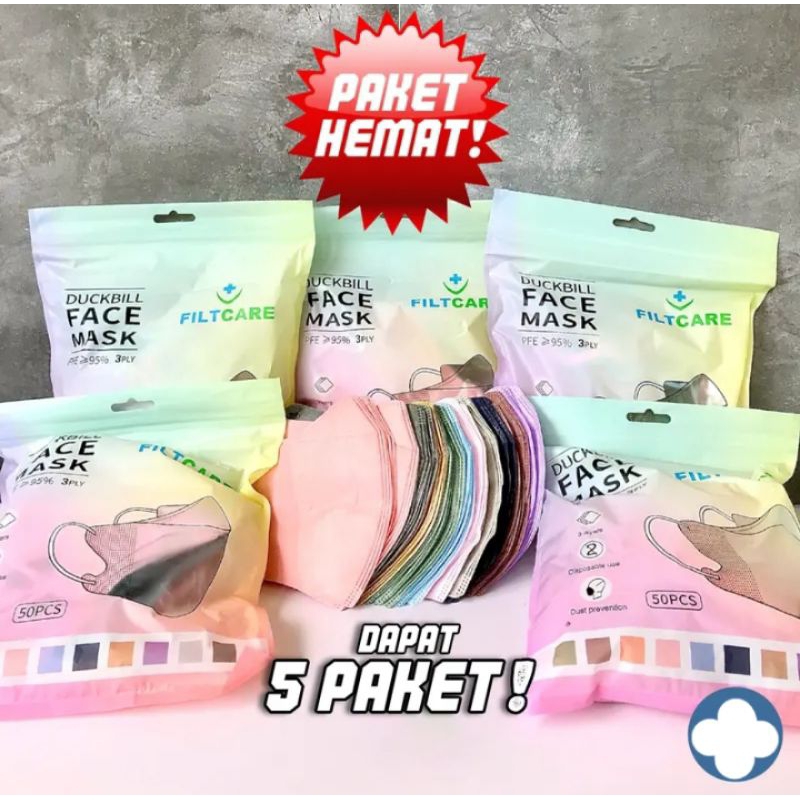 Paket hemat Masker duckbil Mixwarna isi 50pcs perbungkus