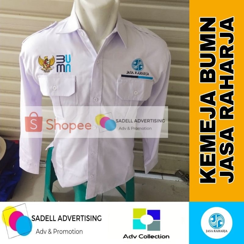 Kemeja Jasa Raharja BUMN Seragam PDH Jasa Raharja BUMN Putih Lengan Panjang Pria Bordir