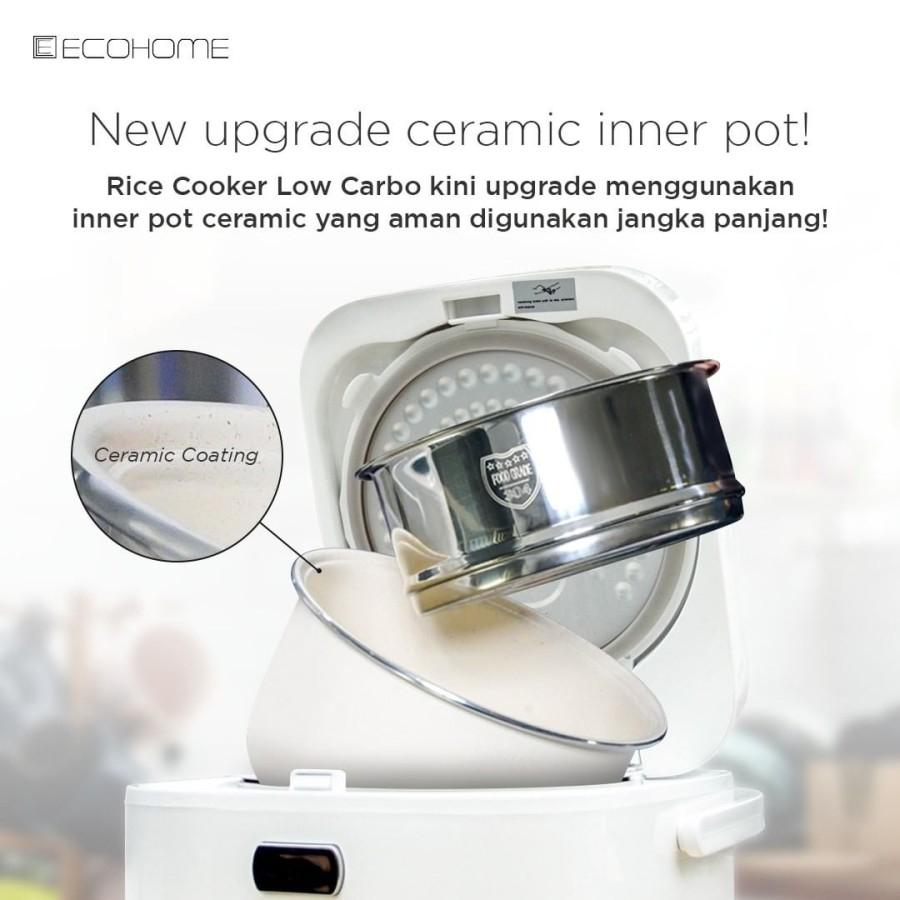 Ecohome Rice Cooker Low Carbo ELS 888 Less Sugar Penanak Nasi ELS888