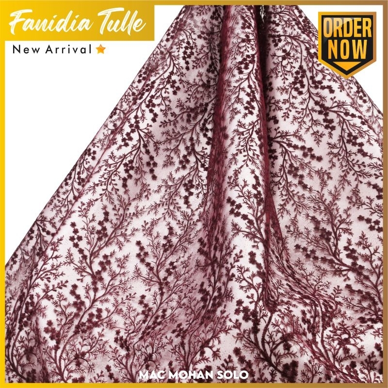 [NEWEST ARRIVAL]  FANIDIA TULLE EMBRODERY TILE BORDIR SALUR NEW DESIGN ELEGAN TERBARU TULE WEDDING DRESS KEBAYA BRIDESMAID WISUDA LAMARAN GOWN PER 05M BY MACMOHAN SATIN ROBERTO MAXMARA VELVET