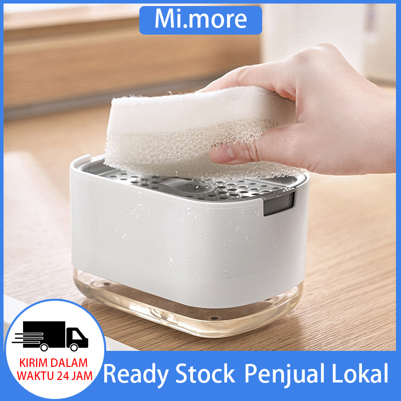 Mi.more Kotak Sabun Cuci Piring Kotak Dengan1Pc Sponge / Kitchen Soap Dispenser / Sabun Cair Kotak Sabun Otomatis Kotak Sabun Pencet Push Type