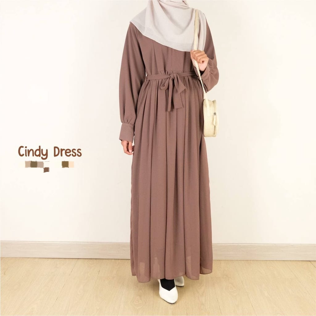 Cindy Dress Gamis Remaja Syari Crinkle Airflow / Gamis Wanita Kekinian