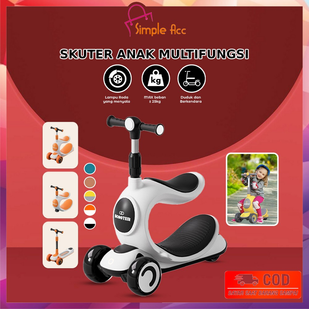 DO-M191 Scooter Anak 3 IN 1 Mainan Dorongan Anak / Otoped Skuter Anak Roda 3 / Kursi Goyang Anak