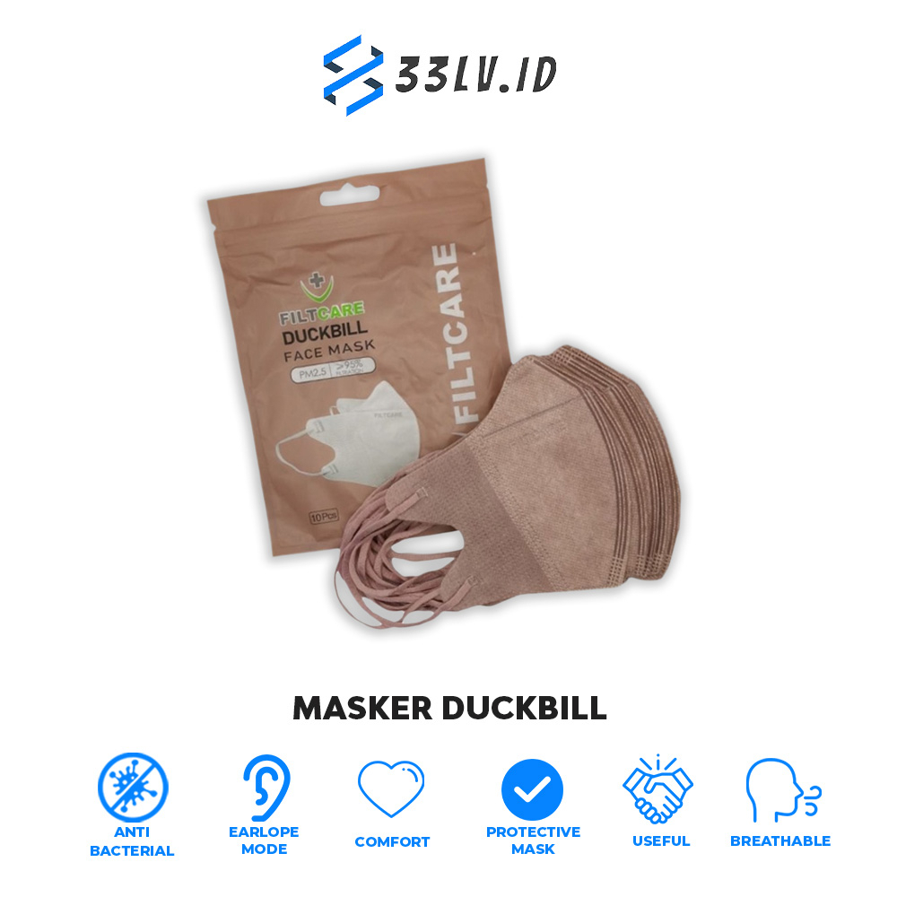 【33LV.ID】MASKER DUCKBILL EARLOOP 3 PLY / MASKER DEWASA FACE MASK DUCKBIL / MASKER PREMIUM 1PACK ISI 10PCS