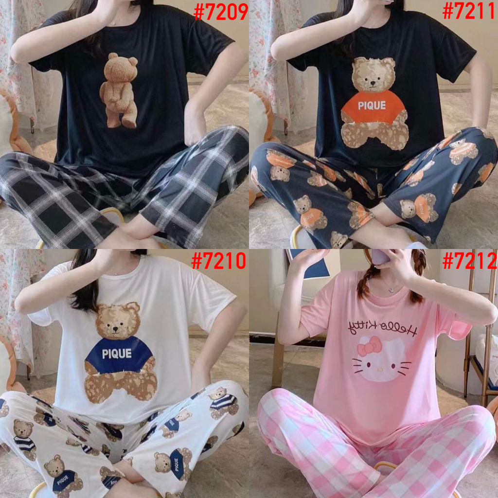 Piyama Korea CP Import Baju Tidur Wanita Umisuka Piama Karakter Spandek Setelan Lengan Pendek KKUM JALJA