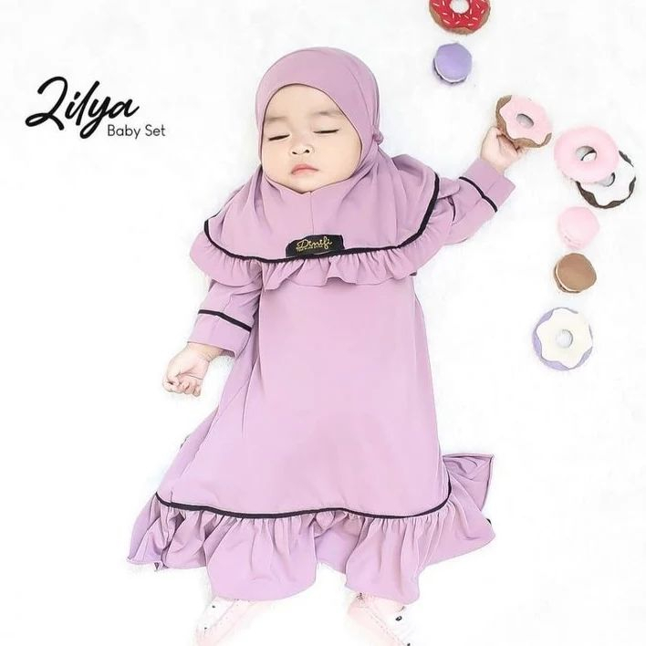 Gamis Anak bayi umur 0-2 tahun Pakaian anak perempuan wanita Zilya Syari kids gamis + krudung murah meriah terbaru