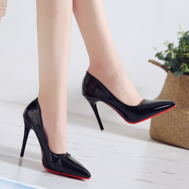 Sepatu Hak Tinggi Wanita Perempuan Terbaru Korea Murah Hitam Import Premium Kantor Kerja Formal Big Size 10cm Black Pointed Toe Pump Stiletto High Heels Shoes - Ukuran 34 35 36 37 38 39 40 41 42 43