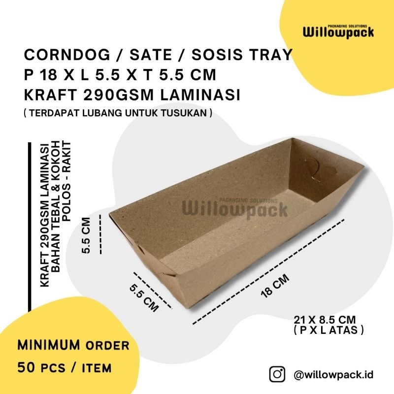 CORNDOG SOSIS SATE TRAY BOX DUS KRAFT LAMINASI