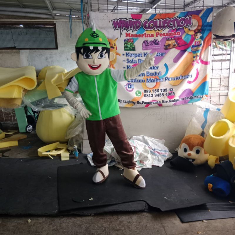 kostum badut Boboiboy hijau daun