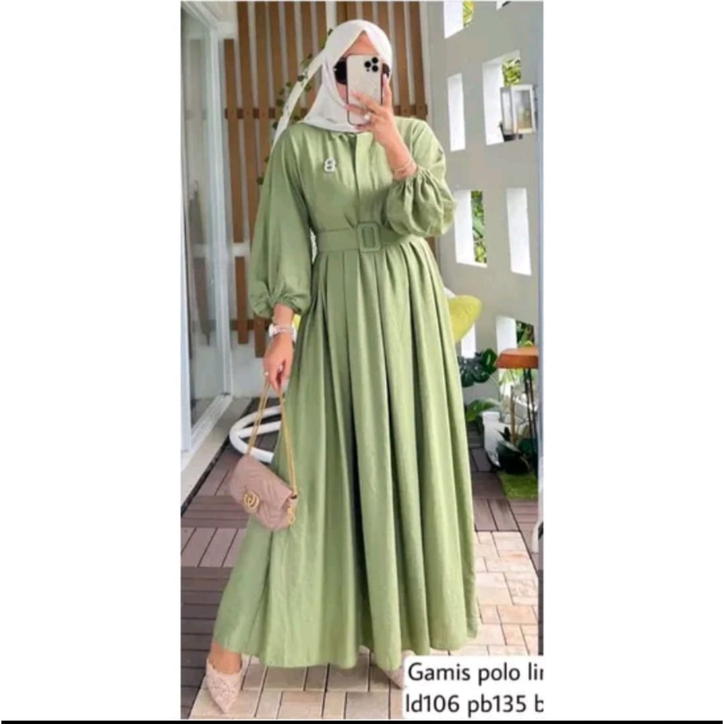 Gamis Wanita Terbaru /Razita Dress Viral Polo Linen / Gamis Polos Linen Termurah Pesta Lebaran