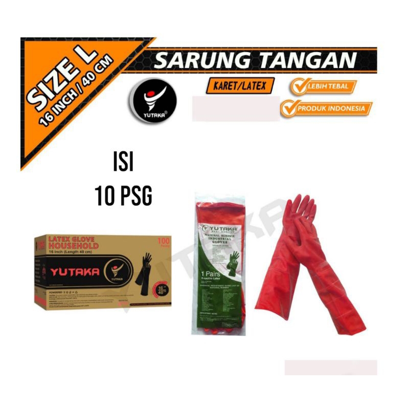 Sarung Tangan Karet 16 Inch isi 10 psg/cuci piring Sarung Tangan Karet 16 Inch isi 10 psg/ murah Sarung Tangan Karet 16 Inch isi 10 psg