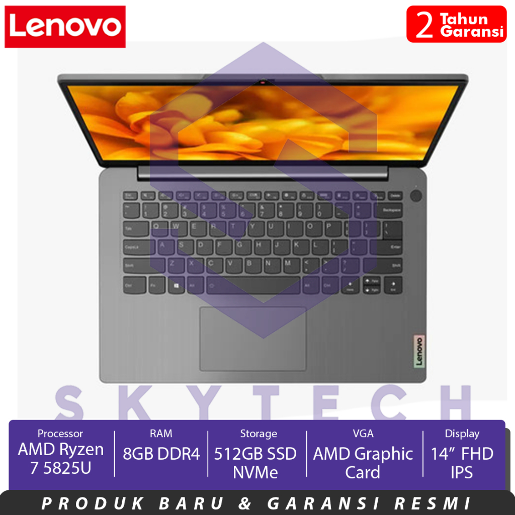 LAPTOP LENOVO IDEAPAD 3 14ABA7 1WID AMD RYZEN 7 5825U RAM 8GB SSD 512GB WINDOWS 11 + OHS 82RM001WID