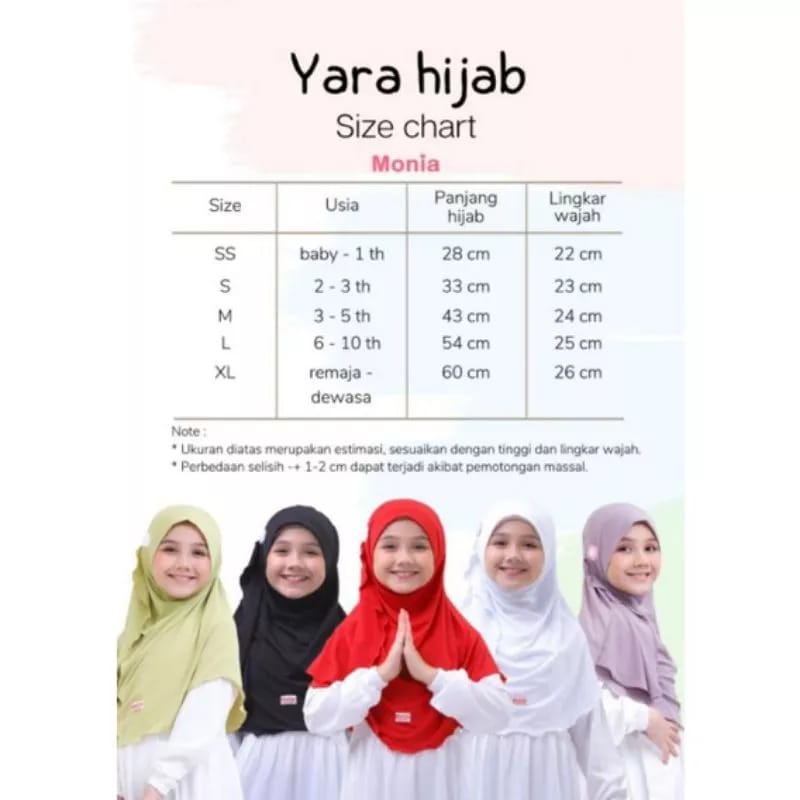 Jilbab anak instant Yara Hijab By Monia Size M 3-5 tahun | Jilbab anak sekolah | Kerudung anak putih