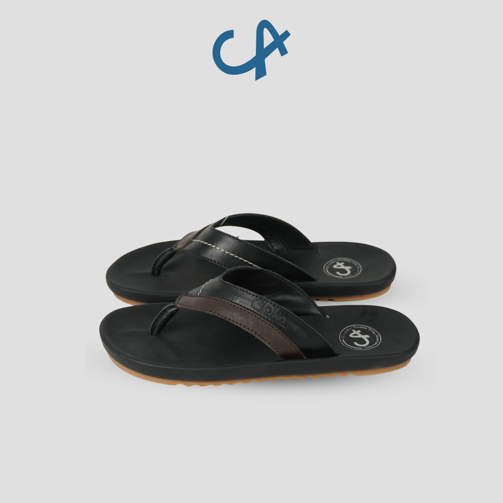 Sandal Pria Kulit Sapi Jepit Santai Kasual Distro Sendal Cowok Leather Genuine Flipflops Casual Original Kekinian - Cloka Darryn