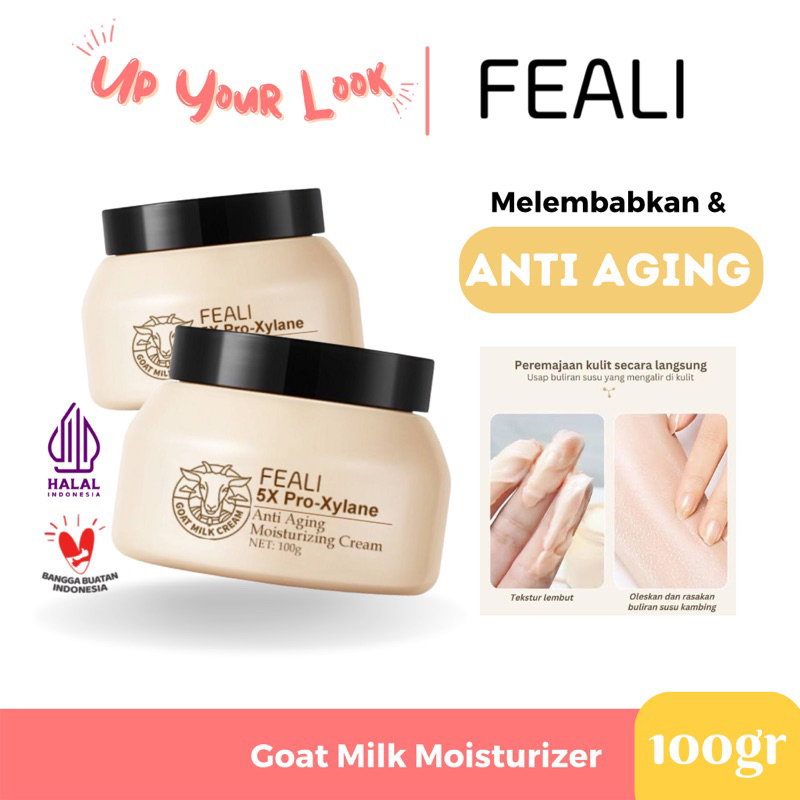 ✨Up your Look✨ FEALI Moisturizer cream goat milk anti aging pelembab wajah