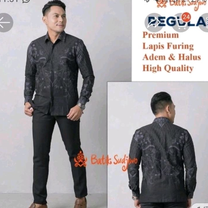 BATIK BOLO DEWO Motif Sudjiwo Tedjo Kemeja Baju Batik Pria Lengan panjang Lapis furing Hem Atasan