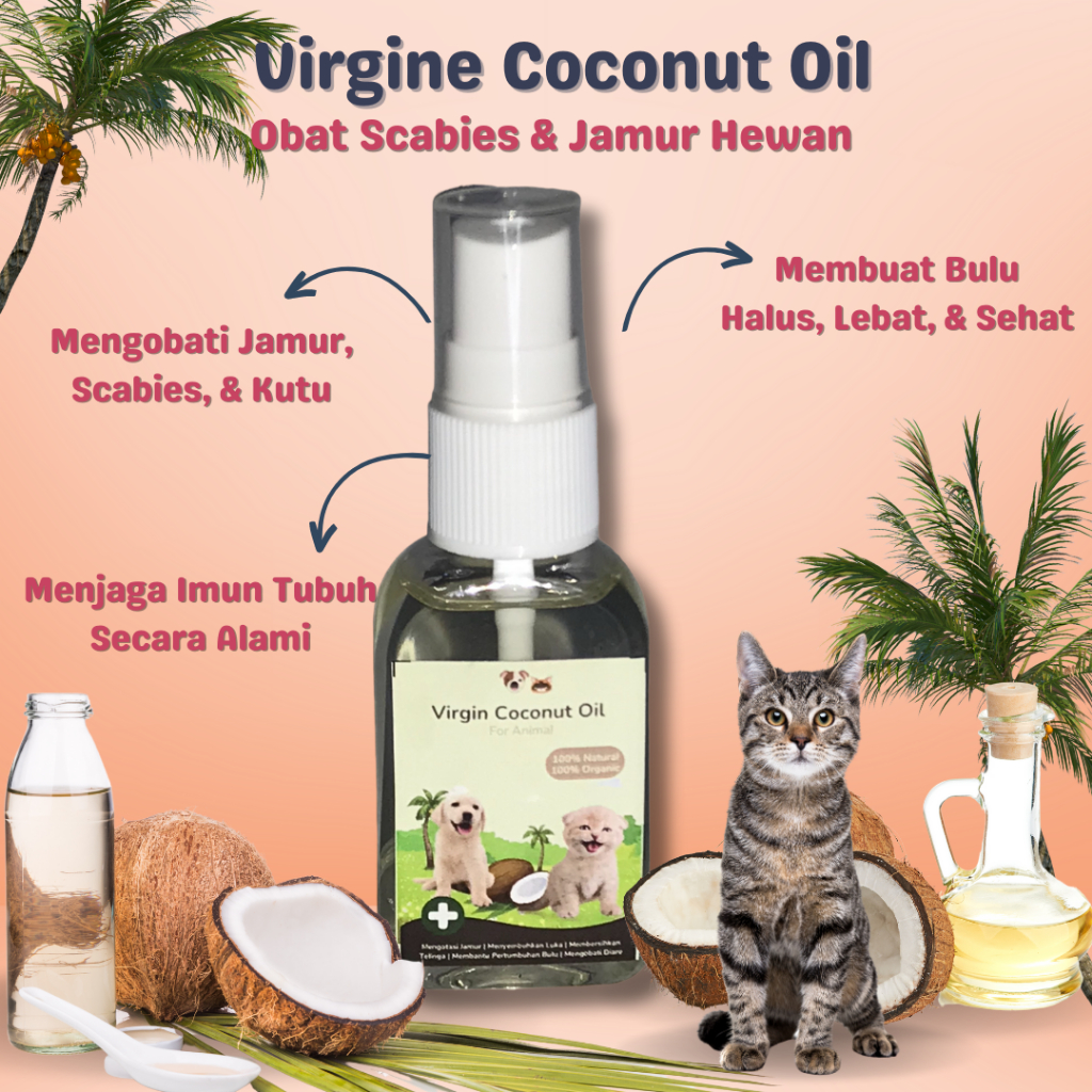 VCO SPRAY 30ML OBAT JAMUR SCABIES KUCING ANJING AMPUH VIRGIN COCONUT OIL DAN BULU RONTOK GATAL UNTUK