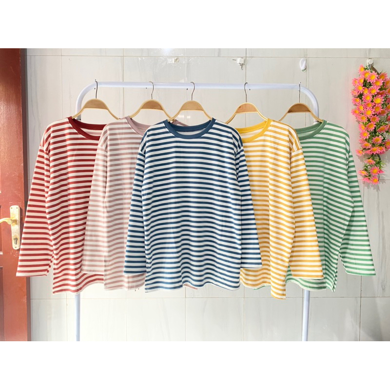 atasan kaos wanita salur oversize atasan wanita jumbo kaos