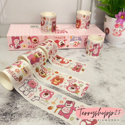 

WASHI TAPE SET 1BOX ISI 6 ROLL GAMBAR LLOTSO BERUANG UNGU MURAH COD