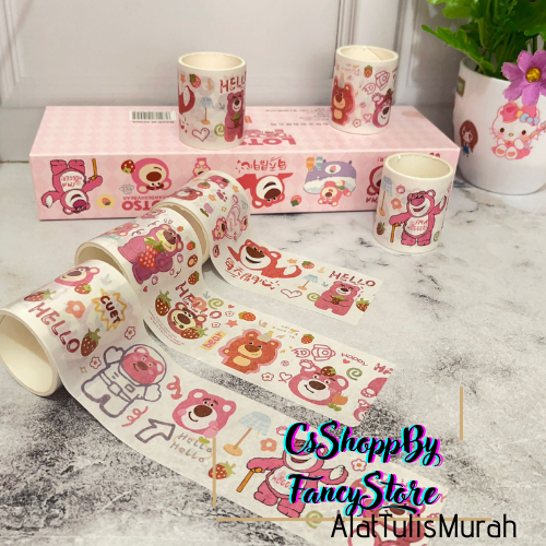 

WASHI TAPE SET 1BOX ISI 6 ROLL GAMBAR LLOTSO BERUANG UNGU MURAH COD