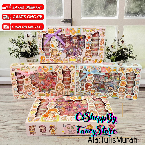 

PAKET STIKER BOX MIX WASHI TAPE PVC ANTI AIR VIRAL KODE CHL STIKER FREE BOX CANTIK