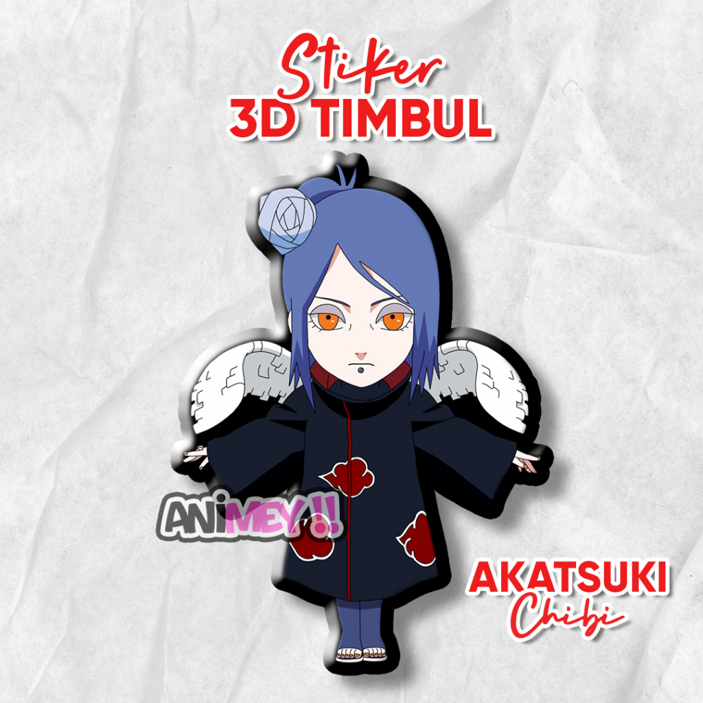

Stiker Emblem 3D Timbul Akatsuki Chibi / Stiker Anime Resin