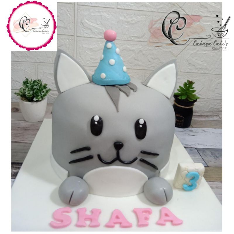 Kue Ulang Tahun Kucing / Cat Cake / Kue Ultah Karakter Kucing