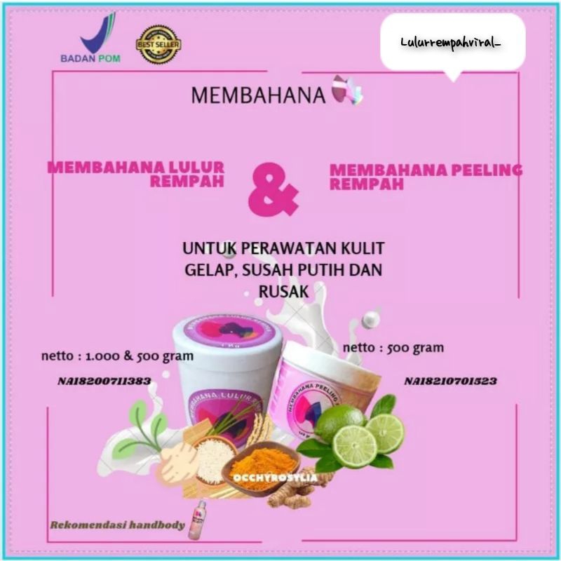 LULUR REMPAH MEMBAHANA/SCRUB MEMBAHANA Kemasan 250 & 500 Gram