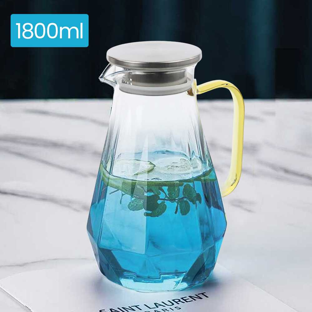 Teko Kaca Aesthetic Teh Pitcher Tahan Api Panas Masak Air Borosilicate Glass 1.8L 1.5L