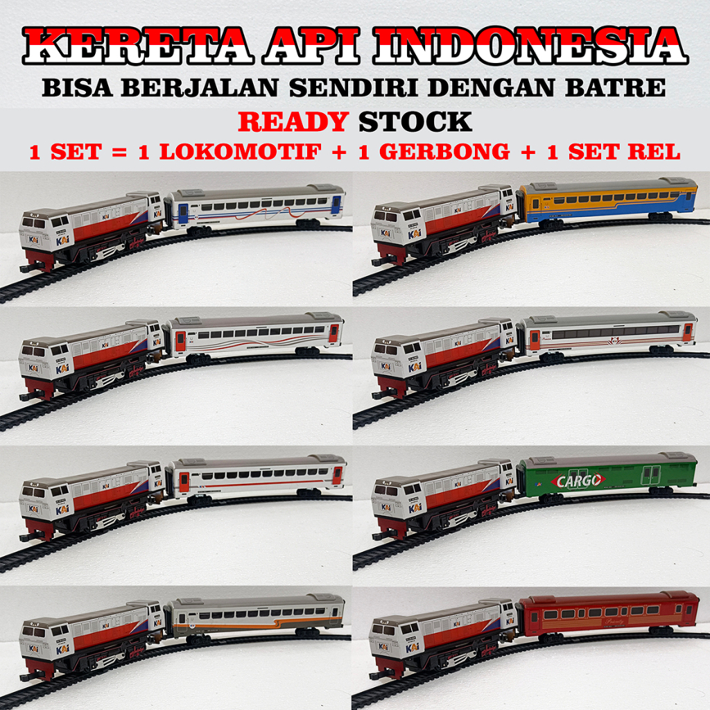 Kereta Api Indonesia - Rangkaian Gerbong dan lokomotif(handmade)