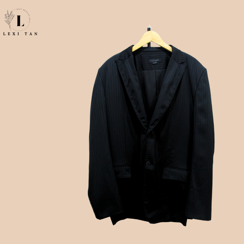 Jas / Blazer Pria Hitam Motif garis (L)