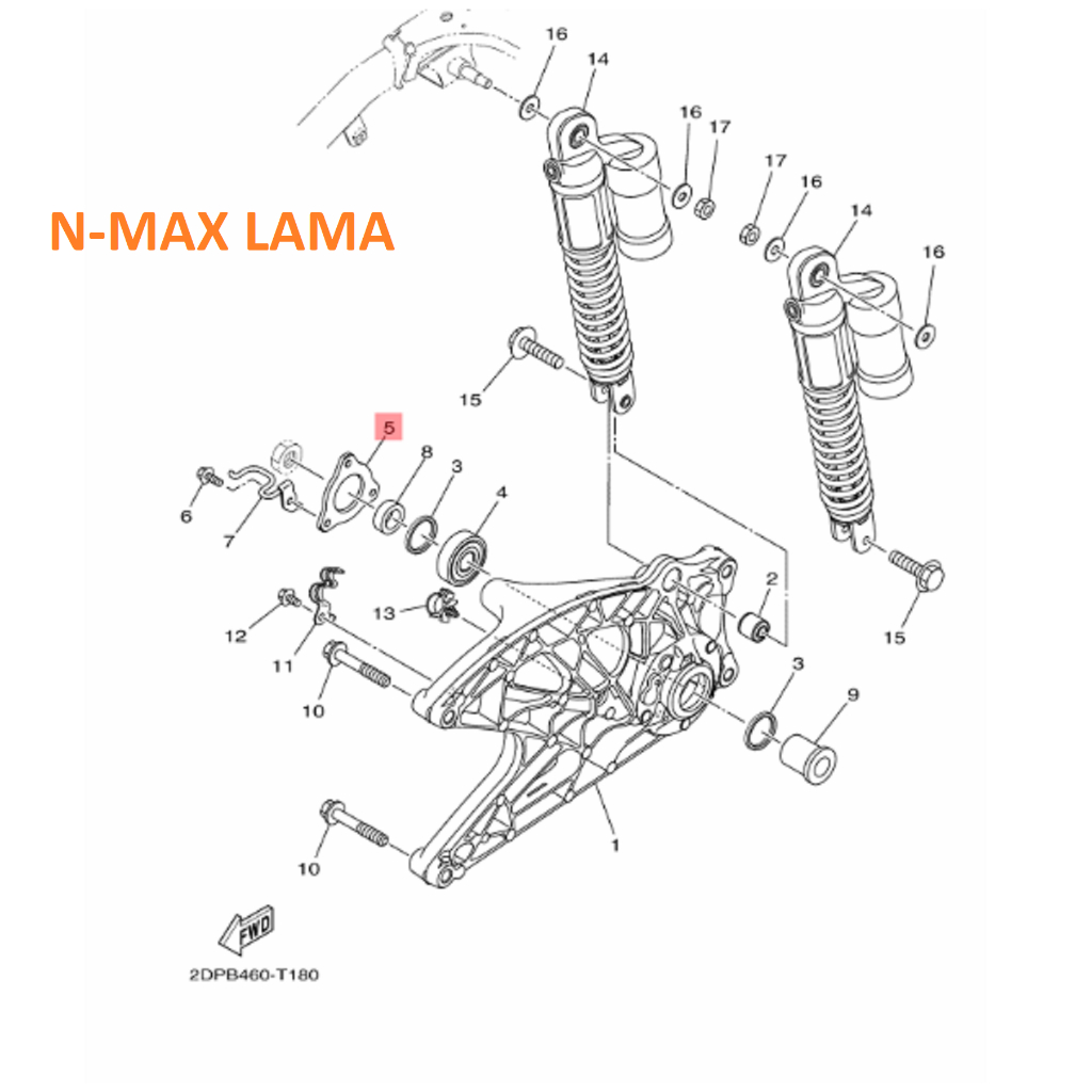 BESI PLAT CAP TUTUP BEARING SWING ARM FORK NMAX N MAX AEROX 155 NEW CONNECTED TRICITY ORIGINAL YGP 2DP-F2117-10