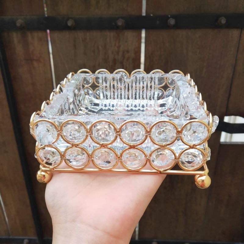 Asbak Kaca Kristal Bening Tebal Kotak Besar Murah / Dekorasi Asbak Kristal Pajangan Ruang Tamu