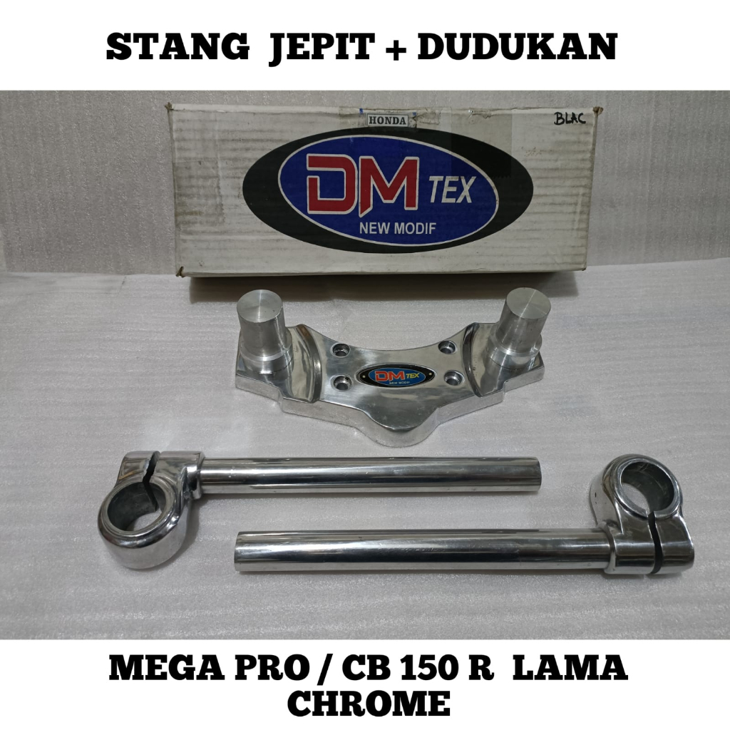 Stang jepit + dudukan Honda Yamaha hitam chrome