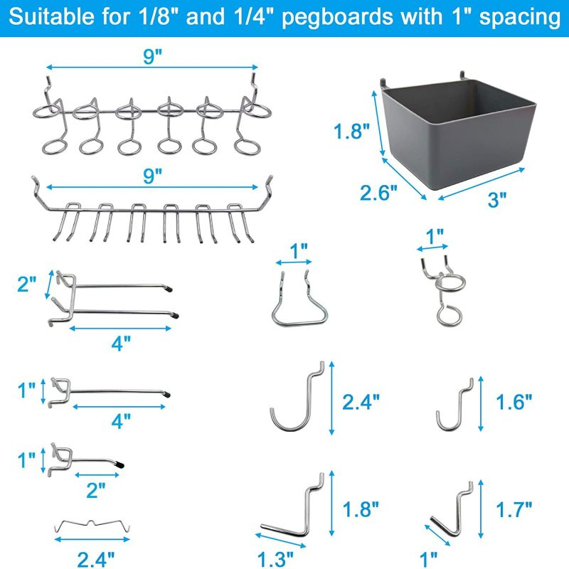 80pcs Pegboard Hook Rak Dinding Perkakas Triangle Hook Ram Cantolan Pegboard Pengait Pegboard Kait Pegboard