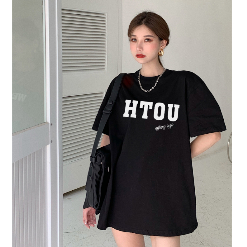 baju kaos wanita/korean style lengan pendek letter graphic graffiti print T-shirt import kaos basic