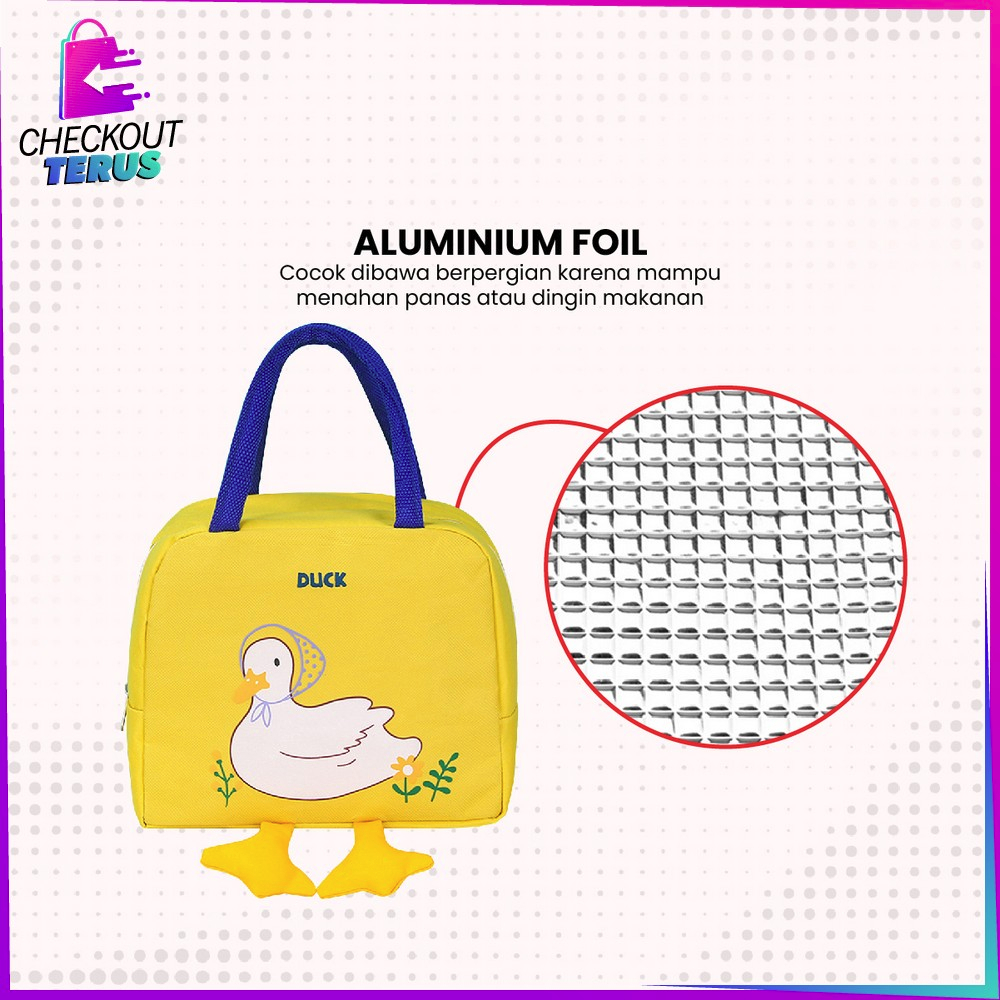 CT T45 Tas Bekal Makanan Karakter Bebek Serbaguna Travel Lunch Bag Dewasa dan Anak Sekolah Cooler Bag Tempat Bekal