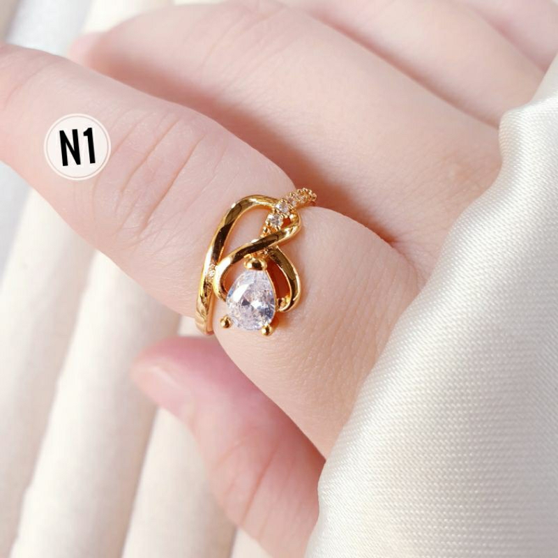 Cincin Dewasa Ulir Permata Satu Oval Xuping N26052302