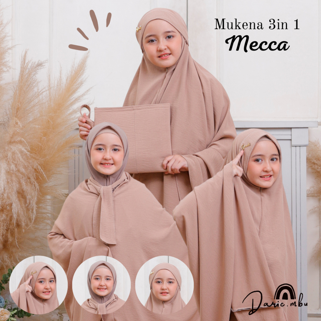 Mukena Anak 3in1 Crinkel Premium Mecca Series Traveling Mewah Jumbo