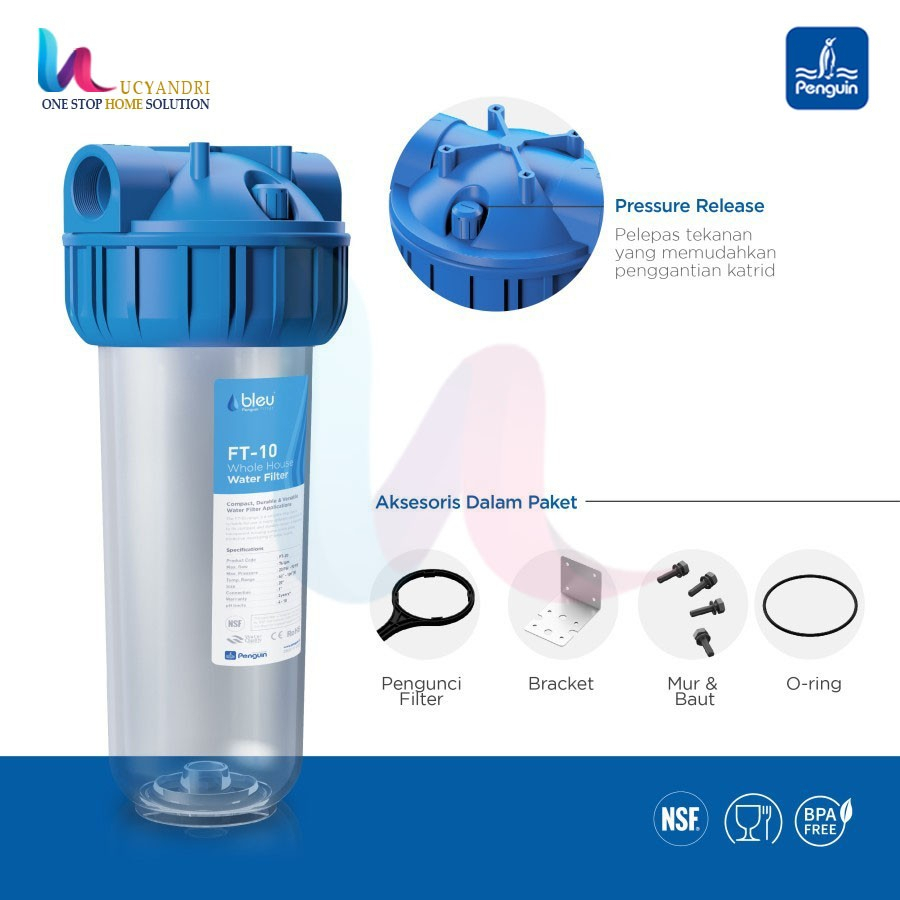 PAKET FILTER AIR Isi 2 GAC &amp; PP PRO Bleu Kuningan 10 inch Saringan Air - Sedimen + Granular