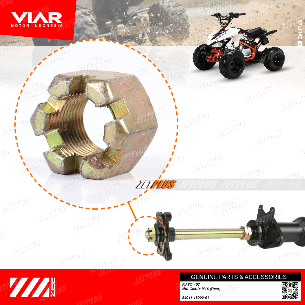 MUR HUB AS RODA BELAKANG ATV RAZOR 100SP / castle nut m16 nap rear wheel viar universal
